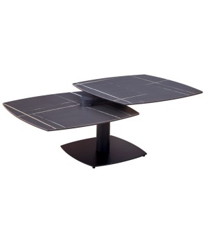 Table basse TONGA plateau pivotant céramique graph ouverte modulaire pied métal