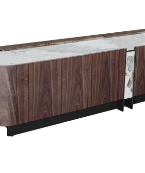 Meuble TV moderne Design Mid-Century EVA Noyer Céramique Pandora