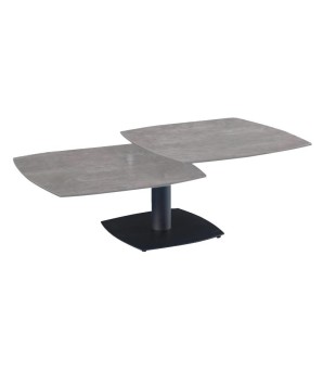 Table basse TONGA plateau pivotant céramique gris clair ouverte modulaire pied métal