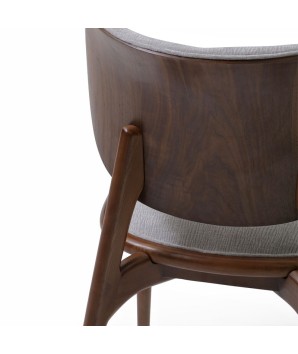 chaise mid century LAURA bois tissu gris zoom détail dos