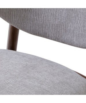 chaise repas vintage LAURA bois tissu gris zoom dossier