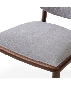 chaise repas vintage LAURA bois tissu gris zoom détail assise