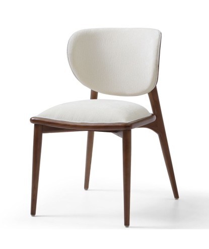 Chaise scandinave 50’S LAURA tissu blanc (lot de 2)