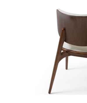 chaise mid century LAURA bois tissu blanc détail dos