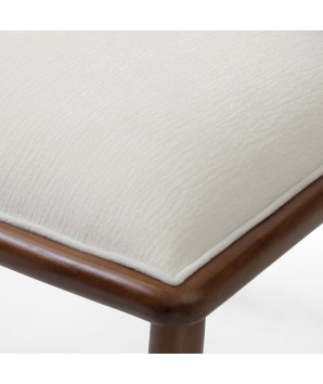 chaise repas vintage LAURA bois tissu blanc zoom détail assise