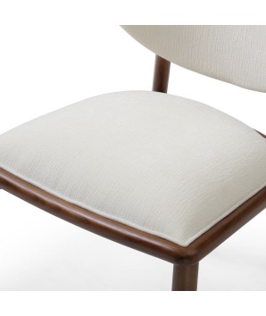 chaise scandinave design LAURA bois tissu blanc détail assise