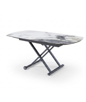 Table relevable Design Modulable POP UP céramique cold jade vue 3/4