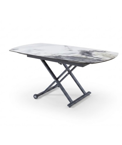 Table relevable Design Modulable POP UP céramique cold jade vue 3/4