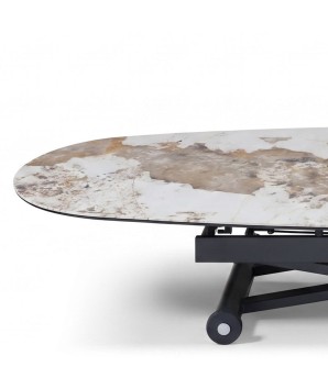 Table relevable Design Modulable POP UP céramique pandora détail rallonge