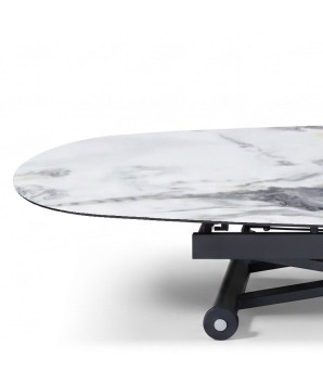 table basse relevable design POP UP céramique cold jade détail rallonge