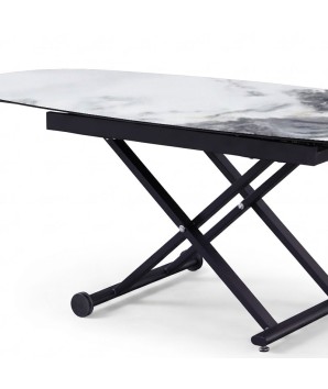 table basse transformable POP UP céramique cold jade pied