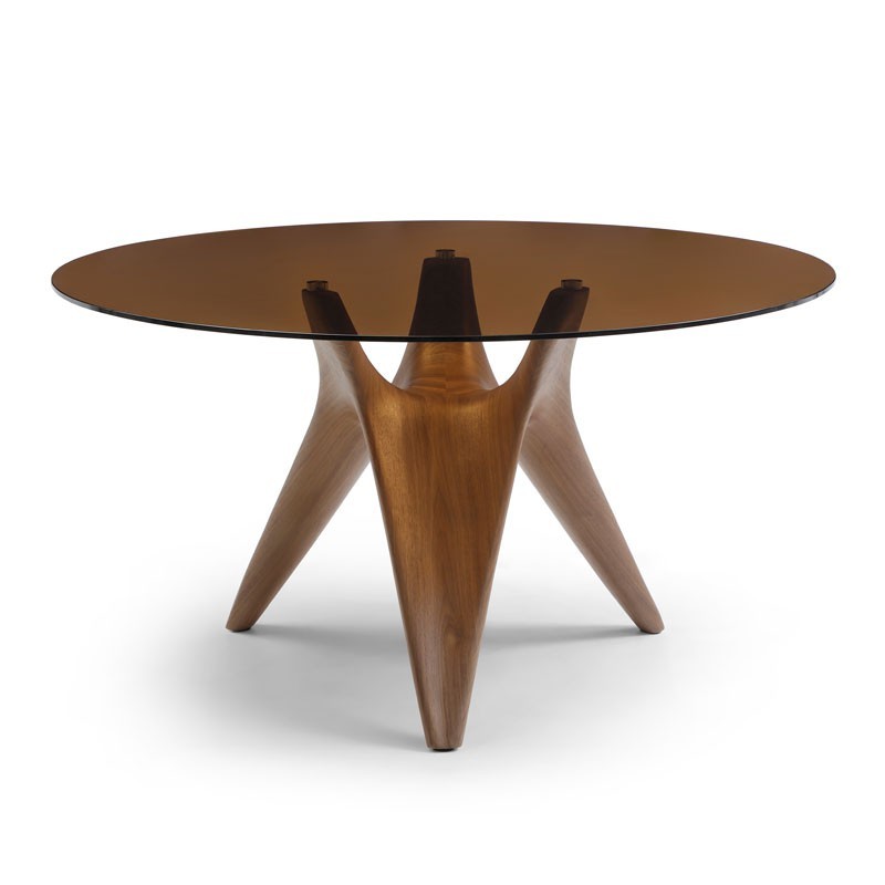Table Repas ronde 6-8 personnes LAURA. Design Vintage Verre Fumé Table Repas ronde 6-8 personnes LAURA. Design Vintage Verre Fumé