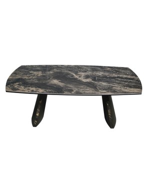 Table basse design italien TINA céramique vulcano pied bronze vue face