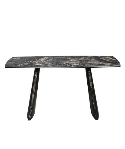 console entrée design TINA céramique vulcano pied bronze vue face