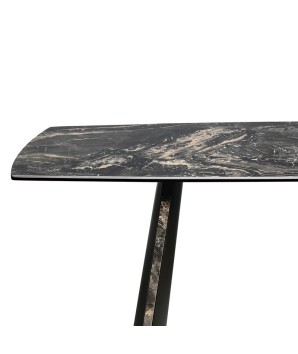 console entrée design TINA céramique vulcano pied bronze détail vue face