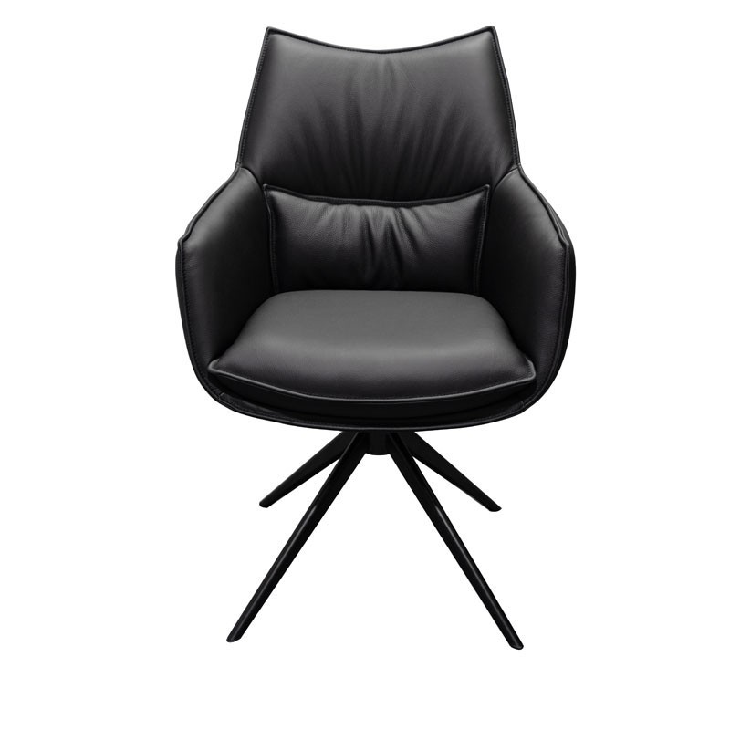 Chaise de salle à manger cuir pivotantes TINA Noir (Lot de 2) Chaise de salle à manger cuir pivotantes TINA Noir (Lot de 2)