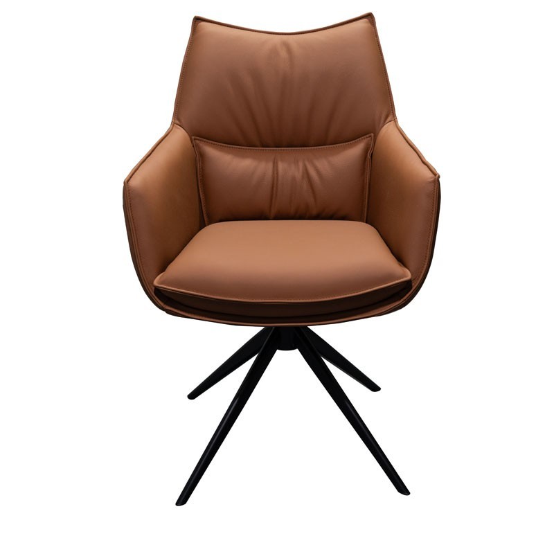 Chaise de salle à manger cuir pivotantes TINA Fauve (Lot de 2)