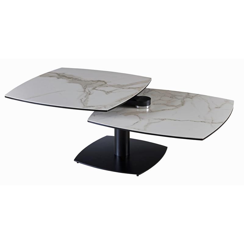 Table basse TONGA Arabescato 2 plateaux pivotants Table basse TONGA Arabescato 2 plateaux pivotants