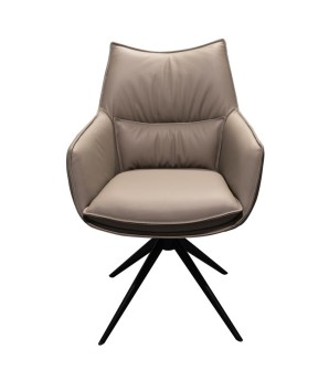 chaises de salle à manger pivotantes TINA cuir gris.
