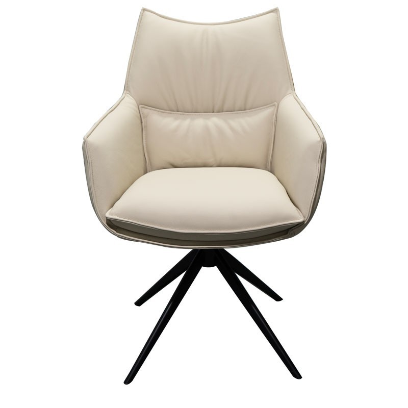 Chaises de salle à manger cuir pivotantes TINA Blanc (Lot de 2)