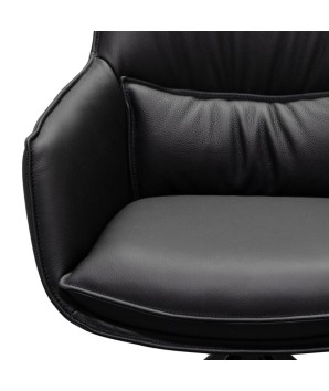 chaise cuir salle a manger TINA noir détail assise