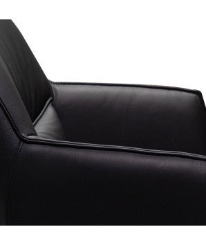 chaise cuir salle a manger TINA noir détail coussin