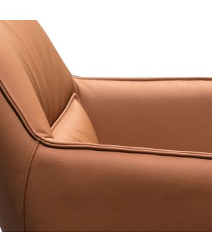 chaise cuir salle a manger TINA fauve détail coussin