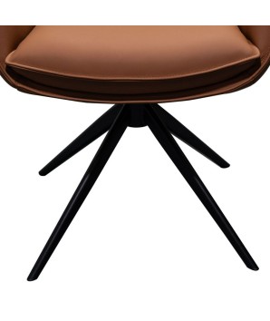 chaise pied araignée noir TINA cuir fauve détail pied