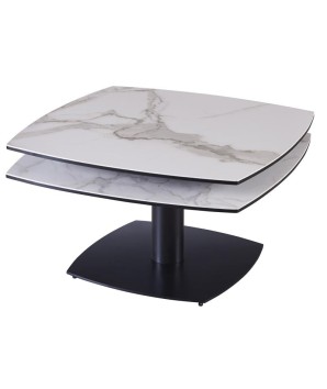 Table basse TONGA Arabescato 2 plateaux pivotants