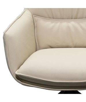 chaise cuir salle a manger TINA blanc détail assise