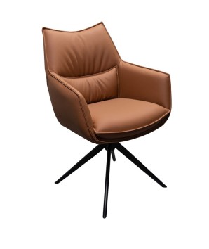 Chaise de salle à manger cuir pivotantes TINA Fauve (Lot de 2)