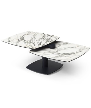 Table basse TONGA plateau pivotant céramique kaledonia ouverte modulaire pied métal vue 3-4