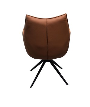 fauteuil de table pivotant TINA cuir fauve dos