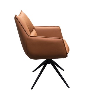 fauteuil de table pivotant TINA cuir fauve profil