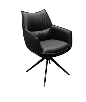 Chaise de salle à manger cuir pivotantes TINA Noir (Lot de 2)