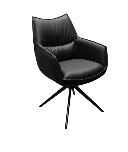 Chaise de salle à manger cuir pivotantes TINA Noir (Lot de 2)
