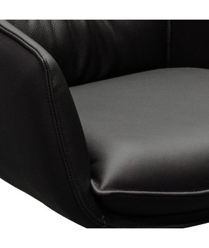 fauteuil de table cuir TINA noir détail couture