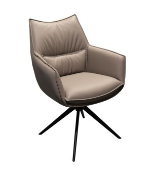 Chaises de salle à manger cuir pivotantes TINA Gris (Lot de 2)