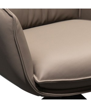 fauteuil de table cuir TINA gris détail couture