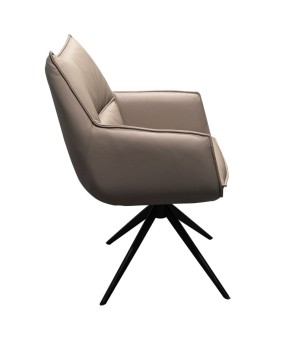 fauteuil de table pivotant TINA cuir gris profil