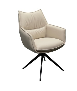 Chaises de salle à manger cuir pivotantes TINA Blanc (Lot de 2)