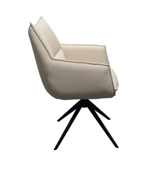 fauteuil de table pivotant TINA cuir blanc profil