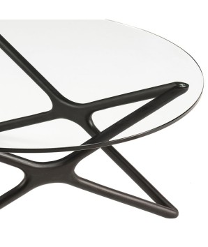 table basse mid century MELODIE wengué zoom verre
