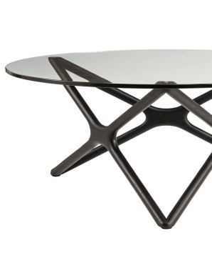 table basse ronde MELODIE detail bois wengué