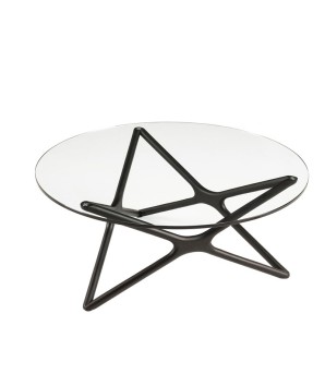 Table basse wengué verre MELODIE Mid-Century moderne