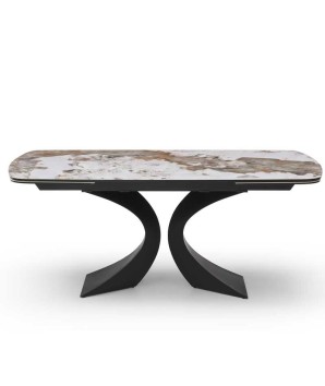 table repas piétement central design OLYMPIA céramique pandora fermée