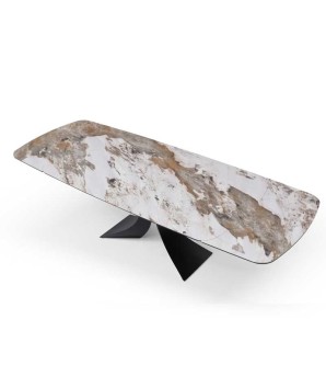 table a manger céramique extensible OLYMPIA pied métal céramique pandora vue dessus