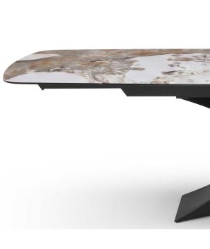 table de repas extensible design OLYMPIA céramique pandora détail rallonge ouverte