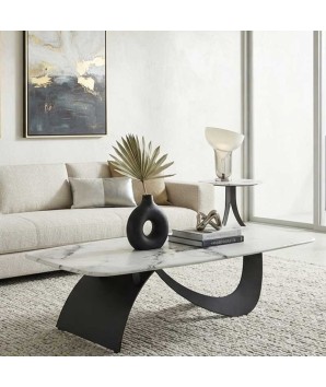 table basse coin canapé futuriste CORALIE dans appartement haut de gamme
