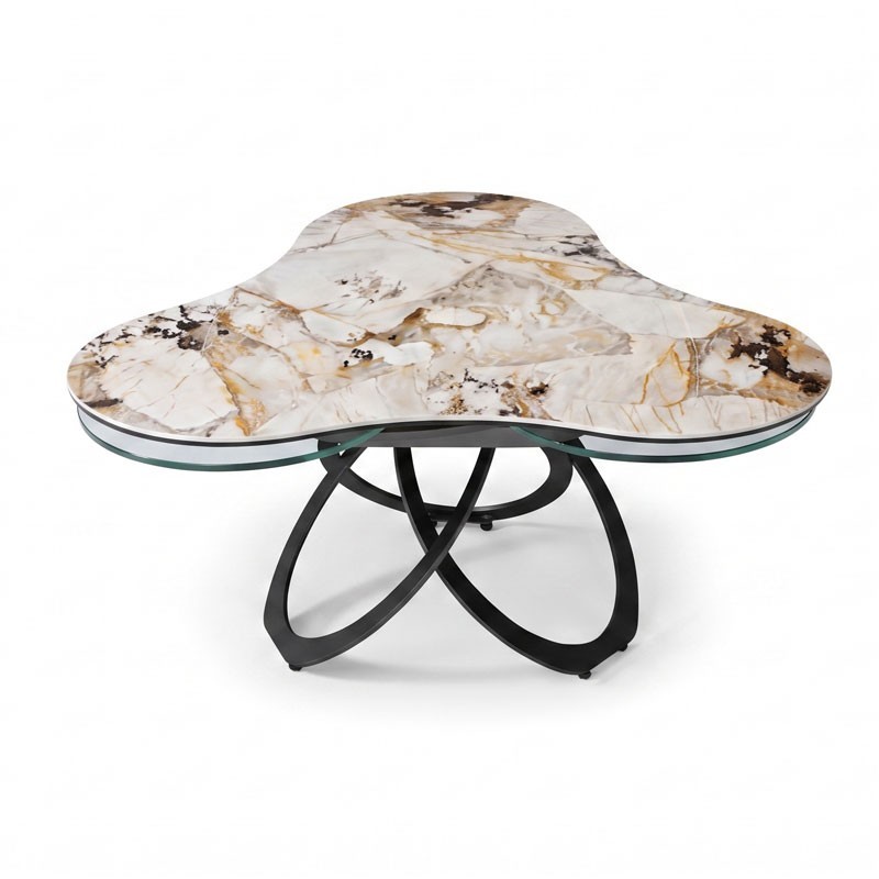 Table basse TREFLE 3 plateaux pivotants céramique Patagonia